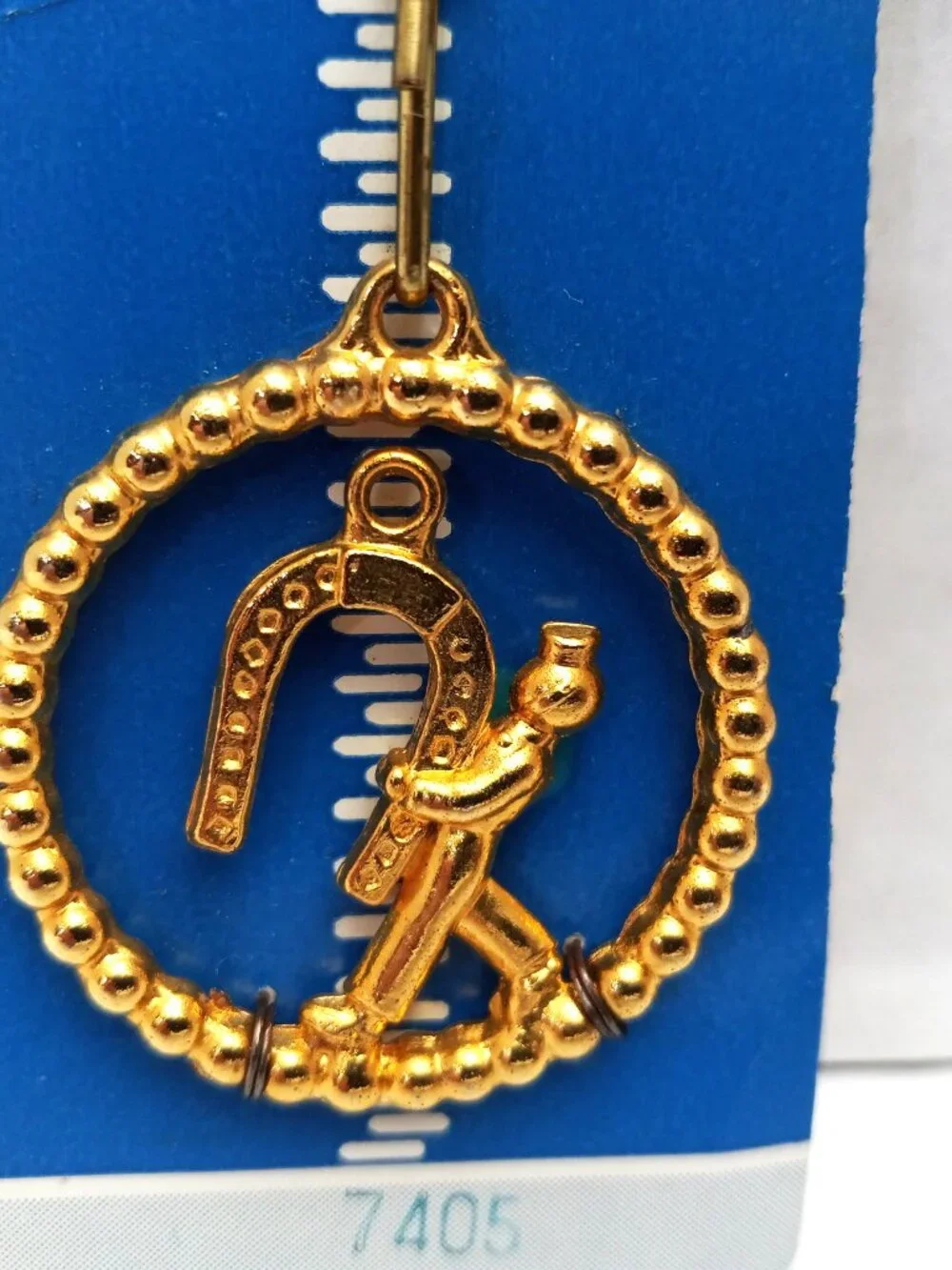 Le Chic Vintage Zipper Belt Dress Ornament Horseshoe Good Luck Charm Gold Tone